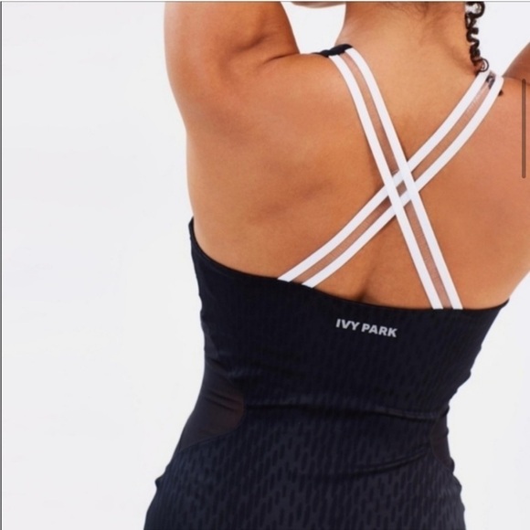 Ivy Park Beyoncé Mesh Panel One Piece Bodysuit Swimsuit Black Athletic Sz S - Picture 3 of 15